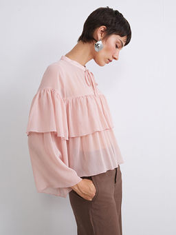 Ba?lamal? Yaka ?ifon F?rf?rl? Bluz