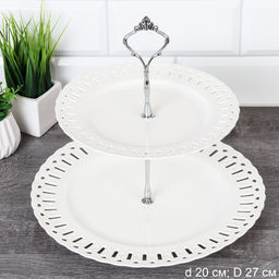 Ваза для капкейков 2-х ярусная 20/27 см ажурная / R-631 /уп 11/ ручная работа