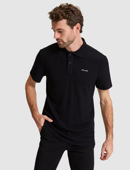 Siyah Slim Fit _rme Dokulu Polo Yaka Ti__rt