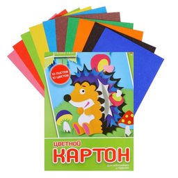 Цена за 5 шт. Картон цветной А5, 10 листов, 10 цветов "Хобби Тайм", МИКС