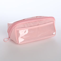 Косметичка на молнии, маленькая, с отделами, розовая