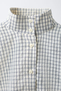 CAMISA GLOBO CUADROS / Crudo / Negro - Zara фото 6