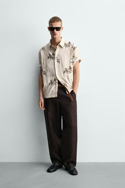 CAMISA RELAXED FIT  BORDADO FLORAL / Crudo