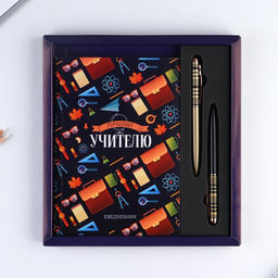 Подарочный набор, ежедневник, ручки 2 шт. шариковые, 1 мм, синяя, красная паста «Учителю»