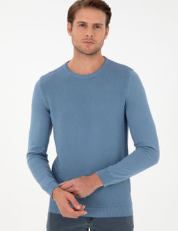 Koyu Mavi Slim Fit Bisiklet Yaka Triko Kazak - Pierre cardin фото 3