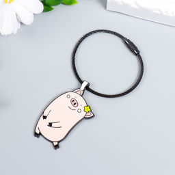 Брелок металл на тросе Танцующая свинка с цветочком эмаль 9,7 см - Simaland фото 3