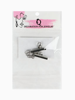 Цена за 2 шт. Концевик для браслета из бисера (пара) 20 мм, с цепочкой удлинителем, цвет серебро