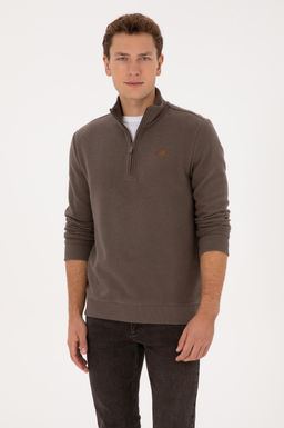 Erkek Regular Fit Yar_m Fermuarl_ Vizon Basic Sweatshirt - U.s. polo assn фото 3