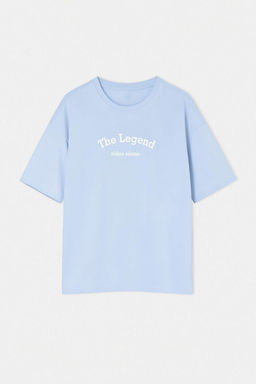 Mavi Oversize/Genis Kesim Slogan Bask?l? %100 Pamuk T-Shirt TMNSS26TS00050