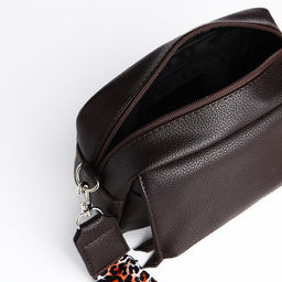 Сумка женская кросс-боди TEXTURA на молнии, 21×7×13 см, тёмно-коричневая