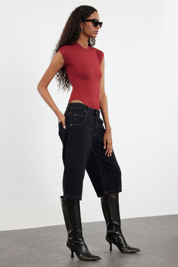 Bordo Fitted/Vucuda Oturan Uzun Kollu Dik Yaka Esnek C?tc?tl? Orme Body TWOAW25BD00003 - Trendyolmilla фото 2