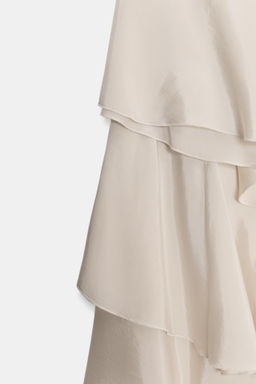 FALDA FLUIDA VOLANTES ZW COLLECTION / Beige / Verde - Zara фото 6