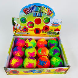 Мяч на резинке Flashing Spiky Ball Бабочки 12 шт. в уп (75 mm)