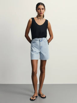 Джинсовые шорты А-силуэта / Zarina фото 2