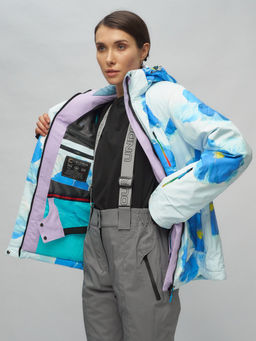 Горнолыжный костюм женский голубого цвета 020231Gl