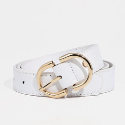 Ремень женский, ширина 3 см, винт, пряжка металл, цвет белый