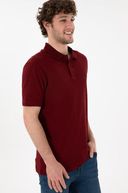 Erkek Regular Fit Polo Yaka Bordo Basic Ti__rt