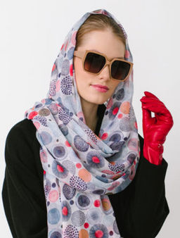 Большой мягкий очень нежный двусторонний палантин в стиле арт-деко