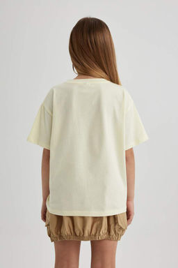 Футболка оверсайз с принтом и короткими рукавами для девочек - Defacto фото 6