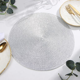 Салфетка сервировочная «Доляна», серебро, d=38 см