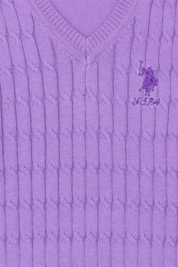 Базовый свитер сиреневого цвета для девочки - U.s. polo assn фото 3