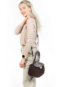 LACCOMA сумка АУ4673-Ф-коричневый натуральная замша хлопок  фото 8