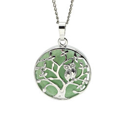 Кулон Дерево двухсторонний в металле с авантюрином зеленым 27*27мм