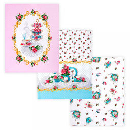 Полотенце кухонное рогожка 48х62см "Французский завтрак", 171г/м2, хлопок 100%, комплект 3шт, "Домашняя мода" (Россия)