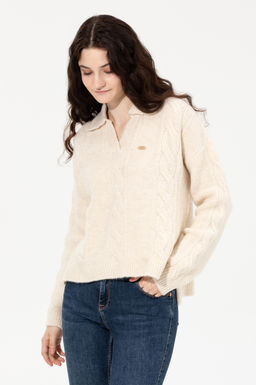 U. S. Polo Assn Женский кремовый свитер Mealnj с v-образным вырезом - U.s. polo assn фото 2