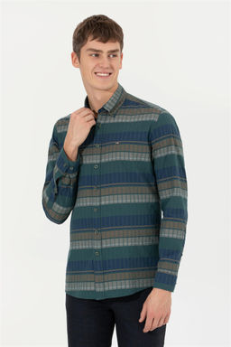 U. S. Polo Assn / Мужская зеленая рубашка с длинным рукавом - U.s. polo assn фото 7