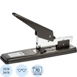 Степлер мощный Attache 24/6-23/13, до 70 листов, металл, пластик, чёрный  фото 2