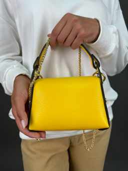 Сумка женская Sefaro из телячьей кожи маленькая желтая  фото 4