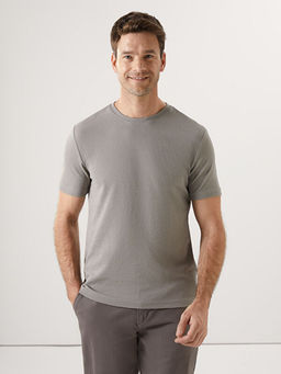 Bisiklet Yaka K?sa Kollu Erkek Dokulu Ti??rt