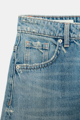 BERMUDA BAGGY DENIM TRF TIRO MEDIO ROTOS / Azul - Zara фото 8