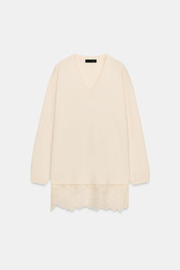 LONG KNIT JUMPER WITH LACE DETAIL - Zara фото 6