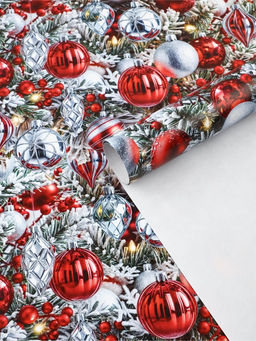 Цена за 10 шт. Бумага упаковочная глянцевая «Красные шары», 70×100 см