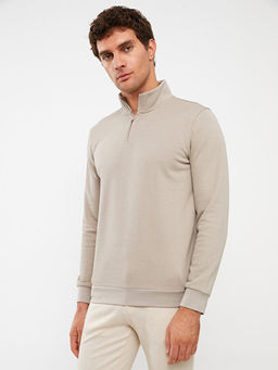Dik Yaka Uzun Kollu Erkek Sweatshirt