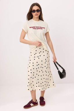 Ekru Slogan Regular/Normal Kal?p K?sa Kollu Tok %100 Pamuk Orme T-Shirt TWOSS26TS00155 - Trendyolmilla фото 2