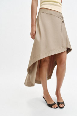FALDA MIDI ASIM?TRICA / Tostado - Zara фото 2