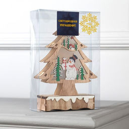 Светодиодная фигура «Ёлка со снеговиком» 12×20×5 см, дерево, батарейки АААх2 (не в комплекте), свечение тёплое белое