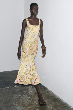 ZW COLLECTION PRINTED LINEN BLEND DRESS