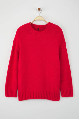 Wardrobe Essentials K?rm?z? Yumusak Dokulu Genis Kal?p Basic Triko Kazak | TWOAW26KZ00073