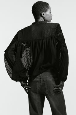 Blusa transparente con detalle de encaje - H&m фото 6