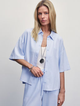 Льняная рубашка прямого кроя / Zarina  фото 8