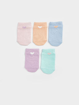 Bask?l? K?z Bebek Patik ?orap 5li