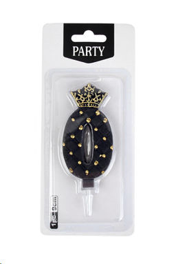 Свеча Цифра корона / KL-12 Ноль Черный /уп 12/720/ 724944