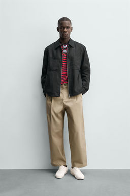 SOBRECAMISA 100% LINO CREMALLERA / Negro