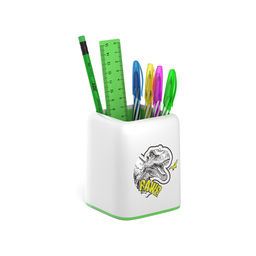 Цена за 1 шт. Набор настольный пластиковый ErichKrause® Forte, Dinosaur Park, белый с зеленой вставкой