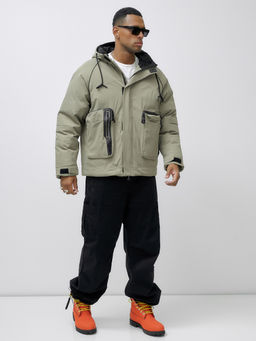 Куртка молодежная мужская зимняя с капюшоном серого цвета 25313_1Sr