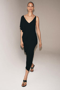 VESTIDO MIDI ASIM?TRICO ZW COLLECTION / Negro